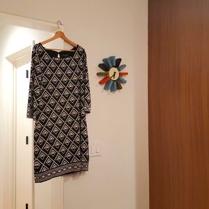 WHBM:  Geometric Pattern Dress, Size L, Black & White